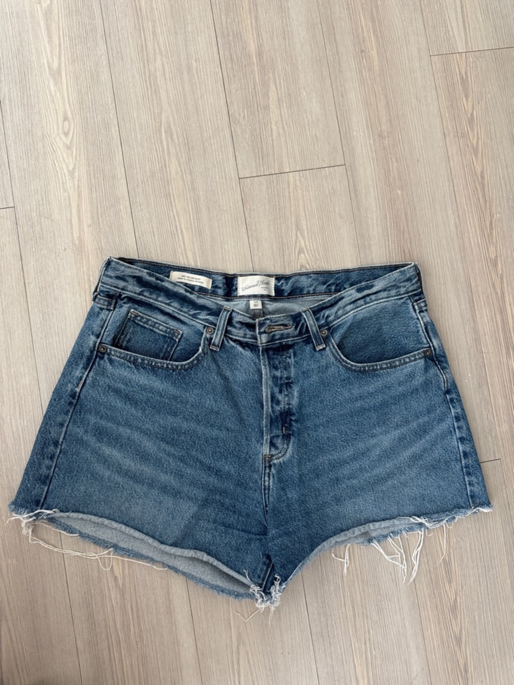 Universal Thread Distressed High-Rise Blue Denim Shorts
